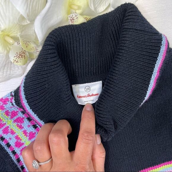 Hanna Andersson Color Block Knit Turtle neck Sweater - Picture 3 of 5